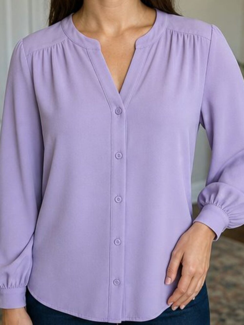 Lilac Ruffle Blouse - Picture 2 of 6